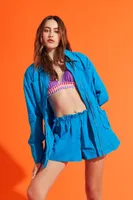 Women's Drawstring Utility Jacket in Ibiza Blue Small