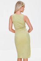 Women's Glitter Knit Ruched Dress in Lime/Silver Small