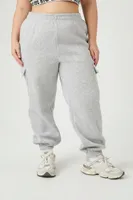 Women's Fleece Cargo Pants in Heather Grey, 2X