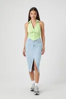 Women's Ruched Halter Top Pistachio