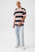 Men Striped Polo Shirt in Black Small