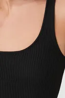 Women's Sweater-Knit Ribbed Tank Top in Black, XS