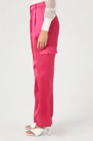 Women's Satin Cargo Pants in Pink Medium