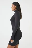 Women's Turtleneck Contour Mini Dress in Black Large