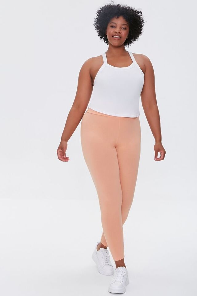 Forever 21 Women's Basic Organically Grown Cotton Leggings Peach