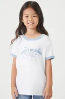 Girls Meltdown Ringer T-Shirt (Kids) in White, 13/14