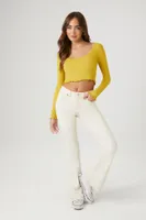 Women's Lettuce-Edge Crop Top in Maize Large