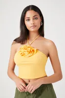 Women's Rosette Cropped Halter Top in Sunset Medium