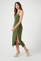 Women's Bodycon Midi Dress in Olive Small