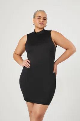 Women's Seamless Mini Dress in Black, 1X