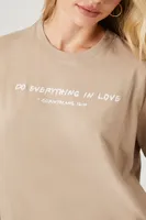 Women's Do Everything In Love Graphic T-Shirt in Tan/White Small