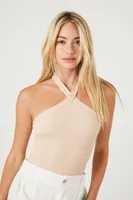 Women's Textured Halter Bodysuit in Oatmeal Medium