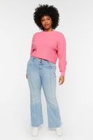 Women's Purl Knit Cropped Sweater in Peony, 0X