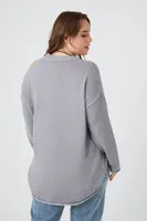 Women's 4EVR Graphic Cutout Sweater in Heather Grey, 1X