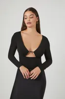 Women's Plunging Cutout Bodysuit in Black Small