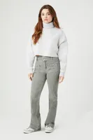 Women's Cropped Turtleneck Pullover Heather Grey