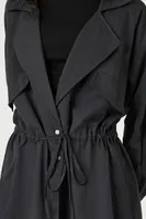 Women's Notched Tie-Front Trench Coat in Black Medium