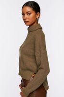 Women's Rolled Turtleneck Drop-Sleeve Sweater in Walnut Medium