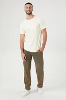 Men Mineral Wash Straight-Leg Pants in Olive Large