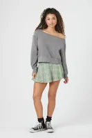 Women's French Terry Off-the-Shoulder Pullover Charcoal