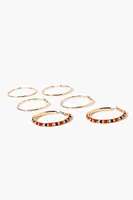 Women's Beaded Hoop Earring Set in Gold