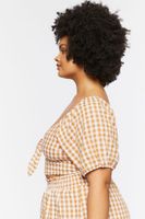 Women's Gingham Crop Top in Maple/White, 0X