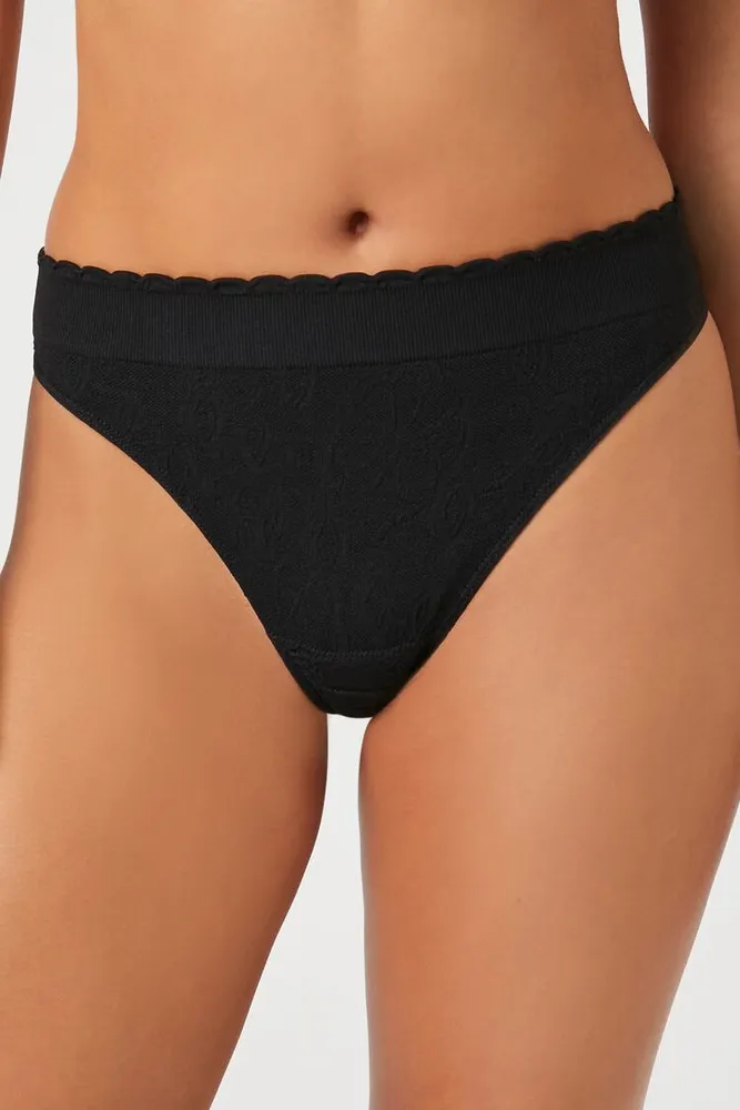 Women's Seamless Crochet Panties Black