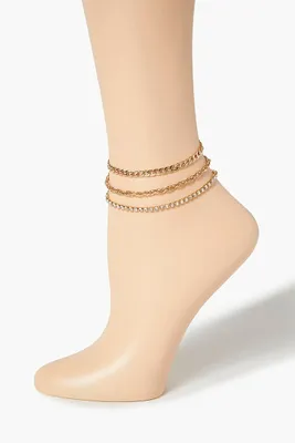 Women's Curb & Byzantine Chain Anklet Set in Gold