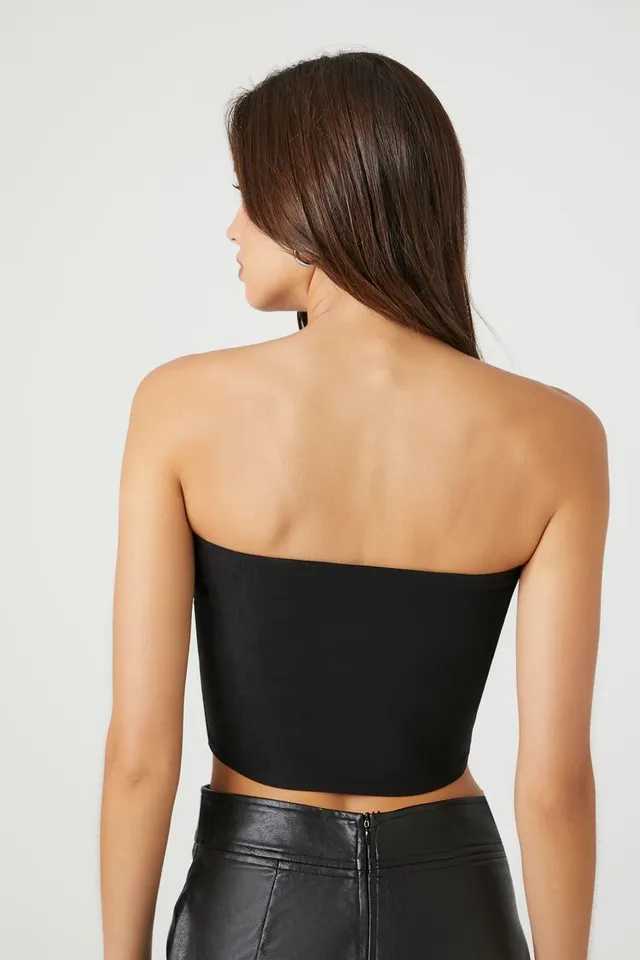 Forever 21 Women's Cropped Sweetheart Tube Top in Black Small