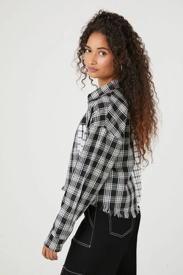 Lucky Brand Women's Cropped Plaid Shirt Jacket