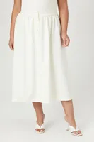 Women's Satin A-Line Midi Skirt Ivory,