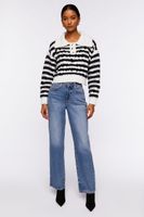 Women's Striped Chelsea Collar Sweater Cream/Black