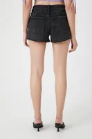 Women's Embroidered Flower Denim Shorts in Washed Black, 29