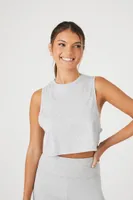 Women's Active Cropped Muscle T-Shirt in Heather Grey Large