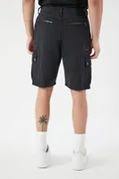 Men Mid-Rise Cargo Shorts in Black, 29