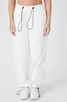 Women's Toggle Drawstring Poplin Joggers in Ivory, XS