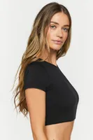 Women's Cropped Short-Sleeve Tee in Black, XL