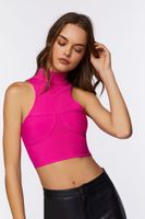 Women's Sleeveless Turtleneck Sweater-Knit Top in Fuchsia Medium