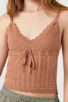 Women's Sweater-Knit Tie-Front Cami in Taupe Small