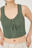 Women's Sweater-Knit Lace-Up Tank Top Cypress