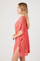 Women's Sheer Swim Cover-Up Dress in Coral Medium