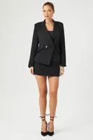 Women's Notched Double-Breasted Blazer in Black Large