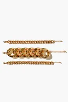 Women's Curb Chain Bracelet Set in Gold