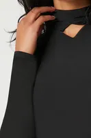 Women's Cutout Mock Neck Top Black