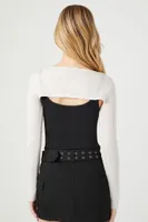 Women's Super Cropped Sweater in White Small