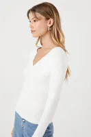 Women's Ribbed Knit V-Neck Sweater