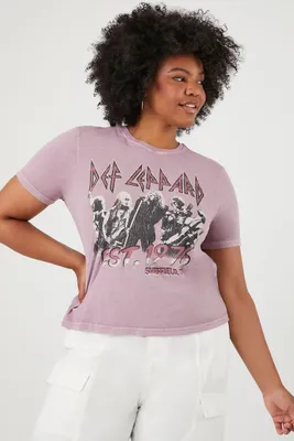 Women's Def Leppard Graphic T-Shirt in Purple, 3X