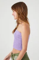 Women's Sweater-Knit Cropped Tube Top in Purple, XL