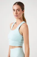 Women's Active Racerback Cropped Tank Top in Powder Blue Large