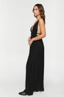 Women's Plunging Smocked Maxi Dress in Black Small